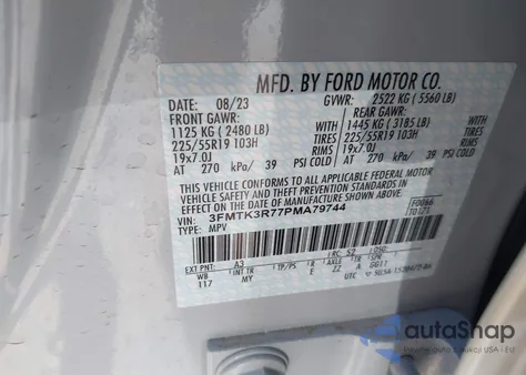 2023 Ford Mustang Mach-E Premium from USA, damaged, VIN 3FMTK3R77PMA79744